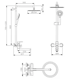 Душевая система универсальная Lidz Aria 1033, Nickel (k35) LDARI1033NKS46109 - мініатюра 11