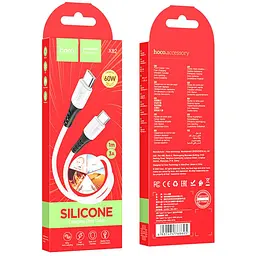 Дата кабель Hoco X82 Silicone Type-C to Type-C 60W (1m) White - мініатюра 4