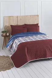Покривало стьобане з наволочками Eponj Home - North bordo бордовий 200x220