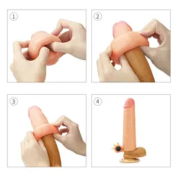 Подовжуюча насадка з вібрацією Lovetoy Vibrating Nature Extender Add 2, +5 см (тілесний) - мініатюра 4