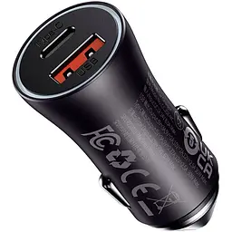 Автомобільний зарядний пристрій Baseus Golden Contactor Max Dual Fast Charger Car Charger U+C 60W Dark Gray (CGJM000113) [77942]