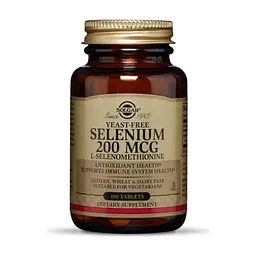 Мінерали Solgar Селен, (селенометіонін), Selenium, Yeast-Free, 200 мкг, 100 (SOL02557)