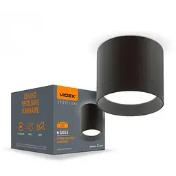 Світильник точковий Videx IP44 під лампу GX53 накладний Чорний (VL-SPF19A-B)