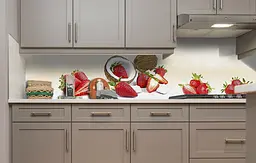 Вініловий кухонний фартух Полуниця та кокоси наклейка для кухні ПВХ фрукти ягоди Бежевий Happy Pocket Z181833 - мініатюра 5