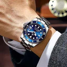 Чоловічий наручний годинник Hemsut Zurich Blue (Сріблястий) - мініатюра 4