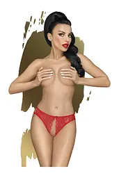 Трусики-тонг Penthouse Naughty Valentine M/L Red, мереживо, відкритий доступ до інтимних зон Penthouse SO6502 94800