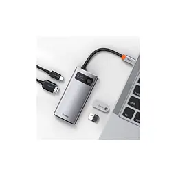 Концентратор Baseus Metal Gleam Series 4-in-1 Multifunctional Gray (CAHUB-CY0G) - мініатюра 3