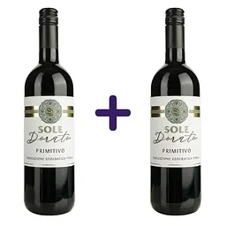 Упаковка вина Sole Dorato Primitivo IGP червоне сухе 1.5 л (0.75 л x 2 шт.)