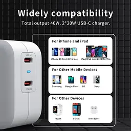 Зарядний пристрій USB C швидка зарядка 40 Вт - мініатюра 5