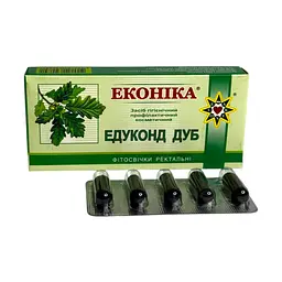 Ректально-вагінальні фітосупозиторії Econika Едуконд Дуб з екстрактом дуба 10 шт