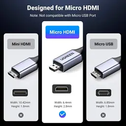 Кабель мультимедійний HDMI M to HDMI micro M 1.0m V2.1 8K60Hz HD164 black Ugreen (15516) - мініатюра 7