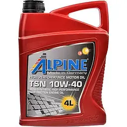 Олива моторна напівсинтетична Alpine TSN 10W-40 API SN/CF A3/B4-08 MB 229.3, VW 502 00/ 505 00 4 л (23466)