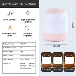 Настільний сенсорний LED світильник 3 colour light MZ-L2701 Pink - мініатюра 2
