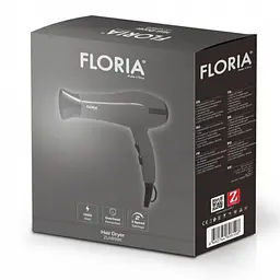 Фен для волосся Floria ZLN8986, 1800 Вт 2 швидкості 3 температури концентратор 1 шт. сірий (33705-IS) - мініатюра 3