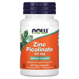 Цинк піколінат NOW Zinc Picolinate 50 mg, 60 вегакапсул для підтримки імунітету