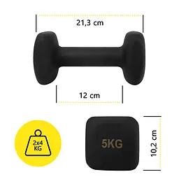 Гантелі вінілові Cornix Square 2 x 5 кг XR-0410 Black - мініатюра 6