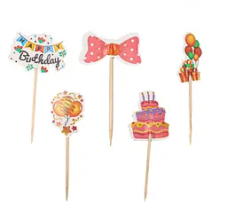 Топери "Happy Birthday" зубочисткові 9 см 10 шт HM-DC1585