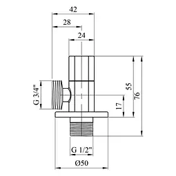Кран приладовий кутовий Karro KR-3123-2B 1/2"х3/4" Чорний 30412 - мініатюра 2
