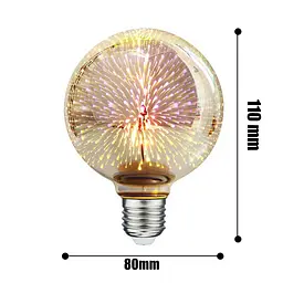 Світлодіодна лампочка з ефектом феєрверку декоративна led лампочка C80-3D Е27 - мініатюра 4