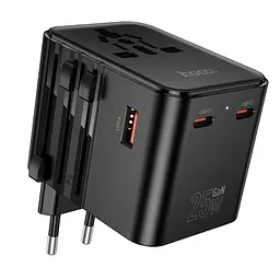 Мережевий зарядний пристрій Hoco AC31 USB/2 Type-C PD 25W чорний