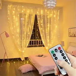 Гірлянда LED-штори M-Light 3х2 м USB-живлені з пультом дистанційного керування 8 режимів, теплий колір