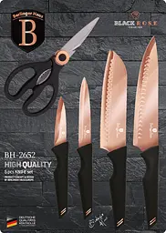 Набір ножів Berlinger Haus Colour Monaco Collection, 5 предметів, чорний з рожевим золотом (BH 2652) - мініатюра 2