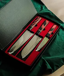 Набір ножів 3 шт із дамаської сталі Damascus DK-DMS 1300 red - мініатюра 5