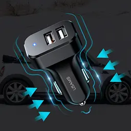 Автомобільний зарядний пристрій Usams C13 Double USB 2.1A (Black) [53787] - мініатюра 4