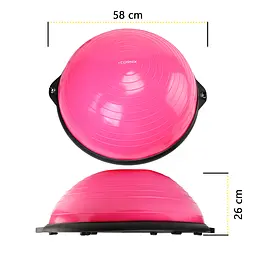 Балансувальна платформа (півсфера) Cornix Bosu Ball 58 см з еспандерами Pink XR-0456 - мініатюра 5