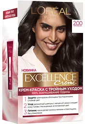 Краска для волос L’Oréal Paris Excellence Creme, тон 2.00 (темно-коричневый), 176 мл (A9948300)