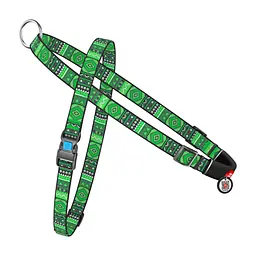 Шлея для собак WAUDOG Nylon з QR-паспортом "Етно зелений" L (5447)