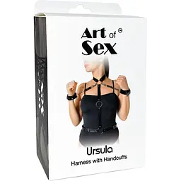 Шкіряна жіноча портупея з наручниками Art of Sex - Ursula чорна XS-2XL - мініатюра 3