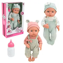 Вінілова лялька-пупс Little cute baby з пляшечкою та головним убором (91011B/F) в асортименті