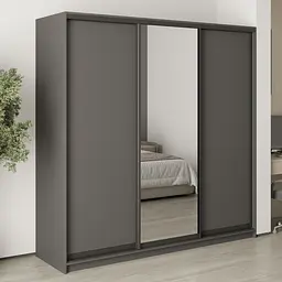 Шафа-купе тридверна MebelStar Стандарт BG 2ДСП/Дзеркало 210x45x210 см Антрацит (MBS-8343)
