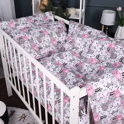 Простирадло MirSon Kids Time 17-0670 Gray Pink Kitties бязь 150х200 см (2200010182231) - мініатюра 4