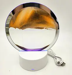 Настільна LED лампа нічник RGB пісочний годинник Картина рухомий пісок USB світильник UKC 3D Sandscape жовтий