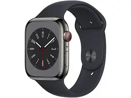 Смарт-годинник Apple Watch Series 8 GPS + Cellular 45mm Graphite S. Steel Case w. Midnight S. Band (MNKU3) - мініатюра 1