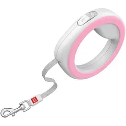 Повідець-рулетка для собак Waudog R-leash, кругла, XS-M, до 40 кг, 2,9 м, світловідбиваюча стрічка рожевий - мініатюра 2