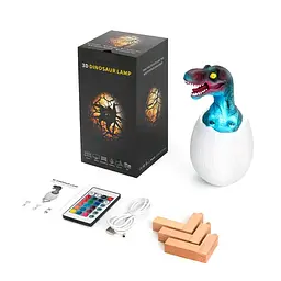 Дитячий світильник SUNROZ 3D Dinosaur Lamp лампа-нічник "Динозаврик у яйці" з пультом ДУ - мініатюра 6