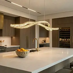 Підвісна LED-люстра Diasha D8947/1200-2FGD для вітальні, кухні-студії та спальні, хвиля, пульт, 85 W, 116 см, 15-25m2