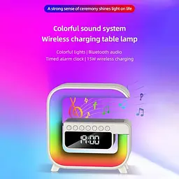 Настільна лампа G3 Mini з Bluetooth колонкою, будильником і бездротовою зарядкою 15 Вт - мініатюра 6