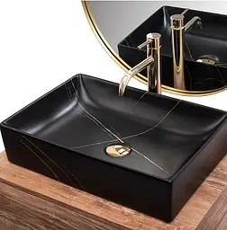 Умивальник Rea Inga 34,5x51 black marble mat (REA-U8006) - мініатюра 5