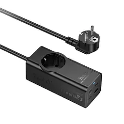 Мережевий подовжувач HOCO NS9 Wisdom 1-position (PD67W/3C1A) desktop socket (EU/GER) Black (6942007638494) - мініатюра 5