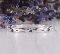 Каблучка з білого золота з сапфірами 16 K-0163 - мініатюра 3