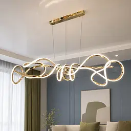 Велика дизайнерська золота LED люстра з переплетеними світловими стрічками CG80027GD Artlight 218 Вт