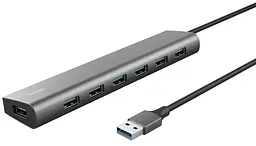 Хаб Halyx 7-IN-1 USB-A > 7xUSB-А 3.2 Алюміній 0.8м чорний Trust teh0018460