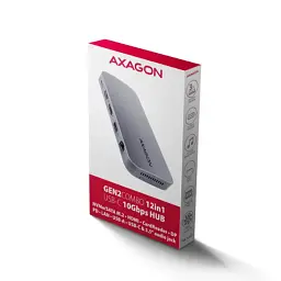 Концентратор AXAGON USB-C 12-in-1 HDMI + DisplayPort + RJ45 1000Mbps + PD100W aluminum gray (HMC-12GM2) - мініатюра 2