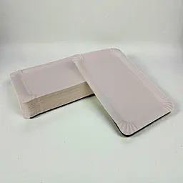 Тарілка паперова одноразова, біла 15,3×22,3 мм, прямокутна, 100 штук, для подачі закусок, гарячих страв