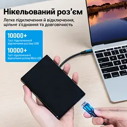 Кабель Vention CQABF USB-C - Micro-B USB 3.0 1 м чорний (CQABF) - мініатюра 7