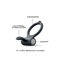 Ерекційне кільце Dorcel Power Clit Black V2 з вібрацією та язичком з щіточкою - мініатюра 2